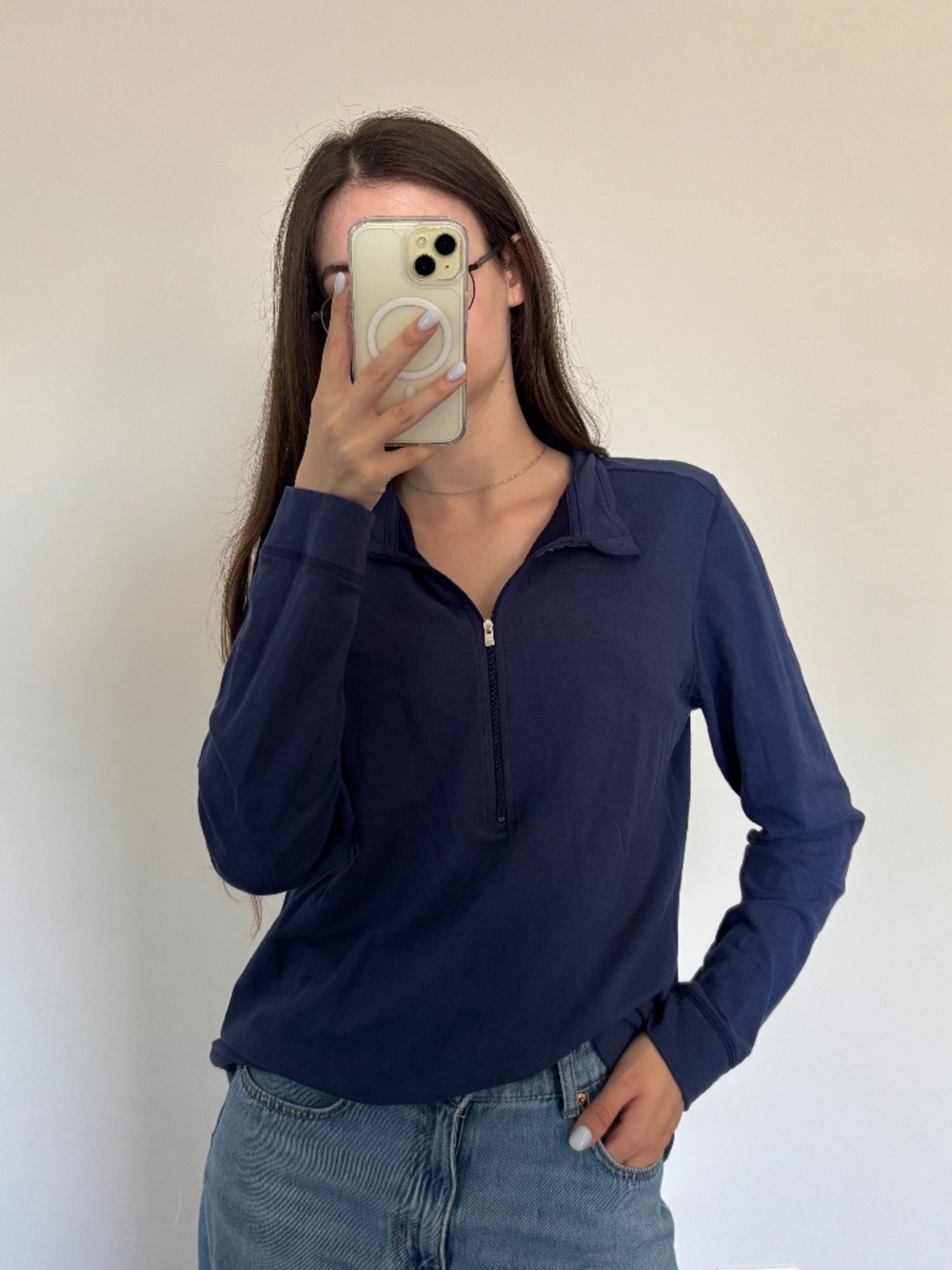 Peter Millar Womens XL Navy Quarter Zip Pullover Sweatshirt Long Sleeve Cotton